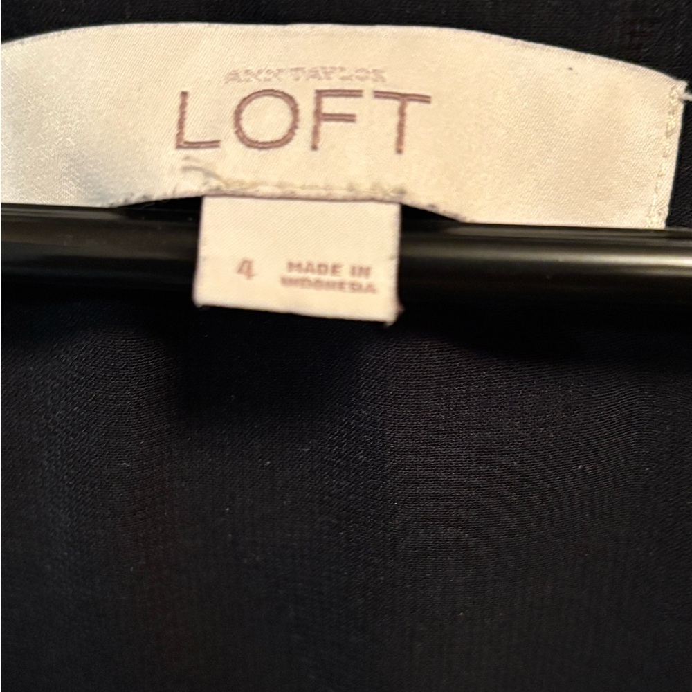 LOFT Black & White Striped Sleeveless Dress Ruffle Neck | Size 4 - Picture 2 of 4